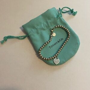 Tiffany & Co. Silver Beaded Bracelet with Silver Heart Charm
